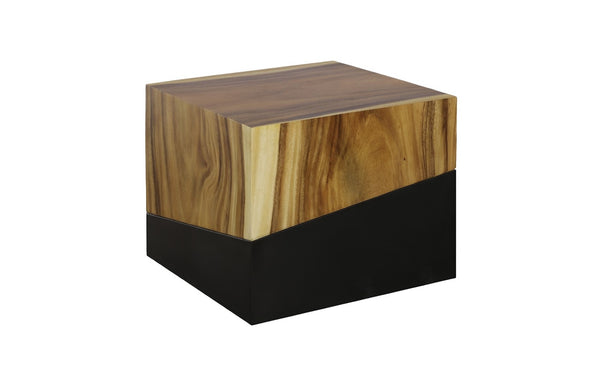 Phillips Collection Geometry Side Table - Modern Organic Design in Natural Chamcha Wood with Black Accents for Versatility TH85207