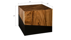 Phillips Collection Geometry Side Table - Modern Organic Design in Natural Chamcha Wood with Black Accents for Versatility TH85207