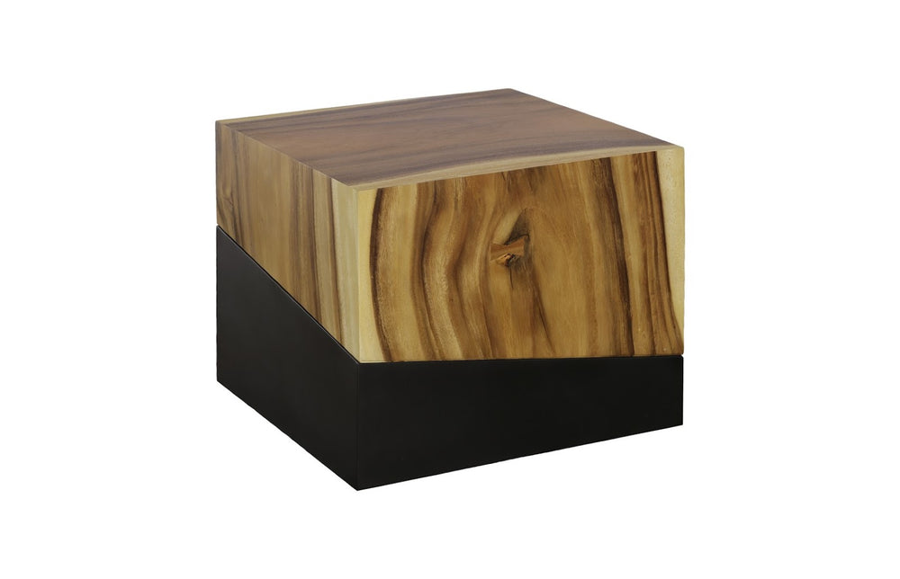 Phillips Collection Geometry Side Table - Modern Organic Design in Natural Chamcha Wood with Black Accents for Versatility TH85207