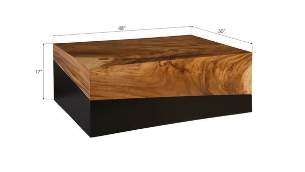 Phillips Collection Geometry Coffee Table - Stylish Modern Design with Textured Wood and Sculptural Silhouette for Living Rooms Natural TH85208