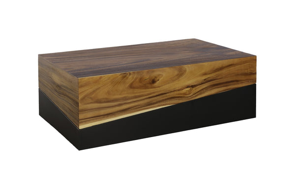 Phillips Collection Geometry Coffee Table - Stylish Modern Design with Textured Wood and Sculptural Silhouette for Living Rooms Natural TH85208