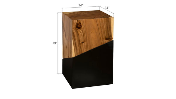 Phillips Collection Geometry Side Table, Sculptural Two-Tone Accent Piece in Natural Wood for Modern Interiors TH85209