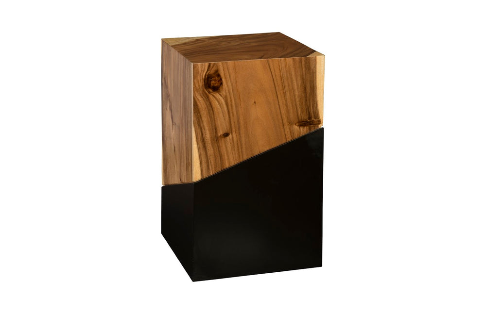 Phillips Collection Geometry Side Table, Sculptural Two-Tone Accent Piece in Natural Wood for Modern Interiors TH85209