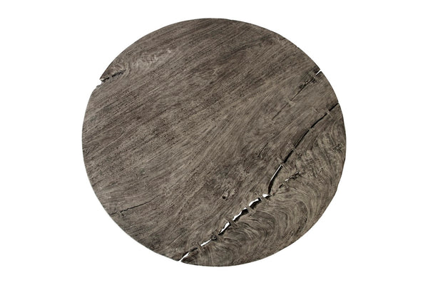 Phillips Collection Chuleta Unique Round Dining Table With Reclaimed Chamcha Wood & Stylish Stainless Steel Base Gray,Silver Wood ,Chamcha Wood Th86250