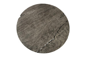 Phillips Collection Chuleta Round Dining Table Reclaimed Chamcha Wood on Brushed Steel Base Seats Eight Gray Stone TH86250