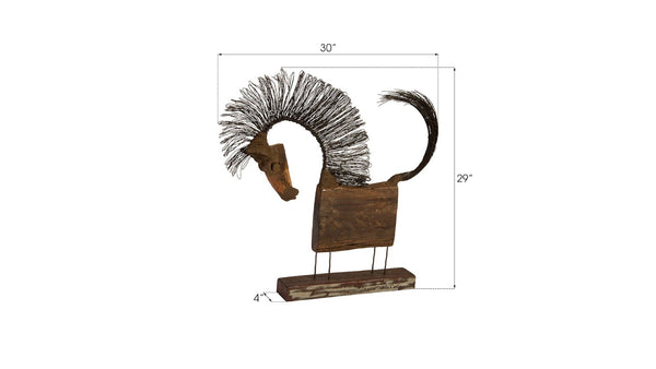 Phillips Collection Wire Horse Sculpture – Handcrafted Eco-Friendly Art Piece with Reclaimed Wood and Unique Charm Long Body TH87873