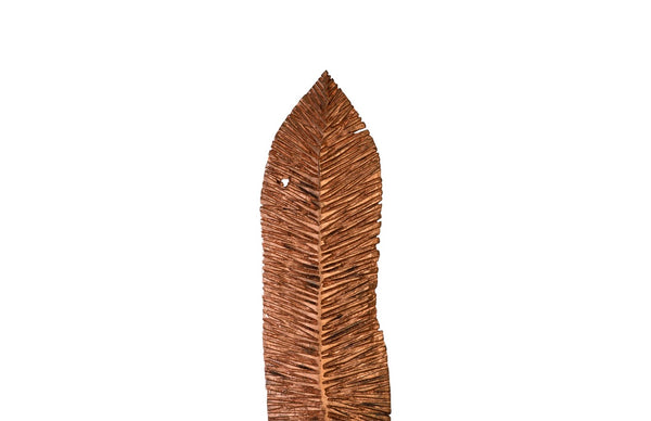 Phillips Collection Carved Leaf Sculpture on Stand - Artisan Chamcha Wood with Warm Copper Finish for Elegant Decor XL TH89167