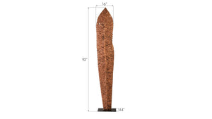 Phillips Collection Carved Leaf Sculpture on Stand - Artisan Chamcha Wood with Warm Copper Finish for Elegant Decor XL TH89167