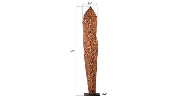 Phillips Collection Carved Leaf Sculpture on Stand - Artisan Chamcha Wood with Warm Copper Finish for Elegant Decor XL TH89167