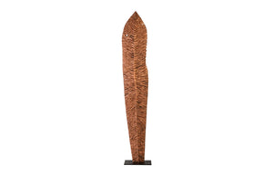 Phillips Collection Carved Leaf Sculpture on Stand - Artisan Chamcha Wood with Warm Copper Finish for Elegant Decor XL TH89167
