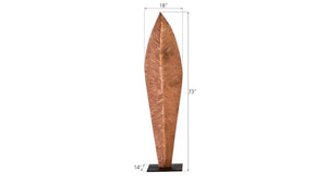 Phillips Collection Carved Leaf Sculpture on Stand - Artisan Chamcha Wood with Warm Copper Finish for Elegant Decor LG TH89168