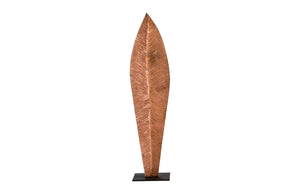 Phillips Collection Carved Leaf Sculpture on Stand - Artisan Chamcha Wood with Warm Copper Finish for Elegant Decor LG TH89168