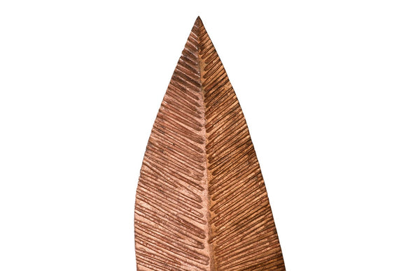 Phillips Collection Carved Leaf Sculpture on Stand - Artisan Chamcha Wood with Warm Copper Finish for Elegant Decor MD TH89169