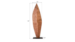 Phillips Collection Carved Leaf Sculpture on Stand - Artisan Chamcha Wood with Warm Copper Finish for Elegant Decor MD TH89169