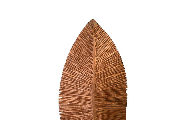 Phillips Collection Carved Leaf Sculpture on Stand - Artisan Chamcha Wood with Warm Copper Finish for Elegant Decor SM TH89170
