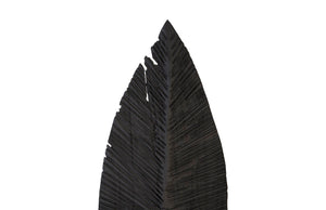 Phillips Collection Carved Leaf Sculpture on Stand - Hand-Carved Chamcha Wood, Modern Organic Design for Stylish Spaces Burnt, LG TH89171
