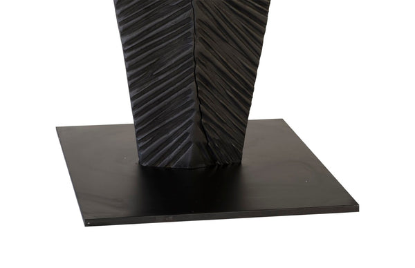 Phillips Collection Carved Leaf Sculpture on Stand - Hand-Carved Chamcha Wood, Modern Organic Design for Stylish Spaces Burnt, LG TH89171