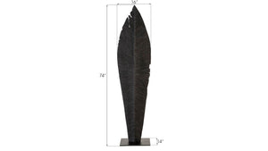 Phillips Collection Carved Leaf Sculpture on Stand - Hand-Carved Chamcha Wood, Modern Organic Design for Stylish Spaces Burnt, LG TH89171
