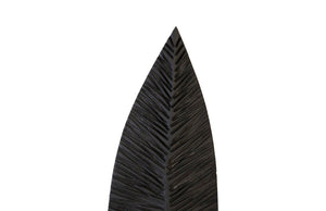 Phillips Collection Carved Leaf Sculpture on Stand - Hand-Carved Chamcha Wood, Modern Organic Design for Stylish Spaces Burnt, MD TH89172