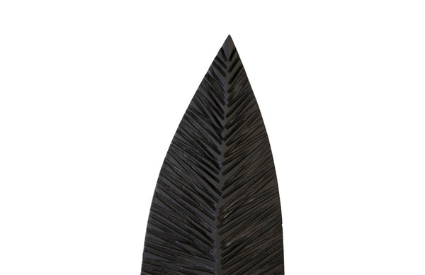 Phillips Collection Carved Leaf Sculpture on Stand - Hand-Carved Chamcha Wood, Modern Organic Design for Stylish Spaces Burnt, MD TH89172