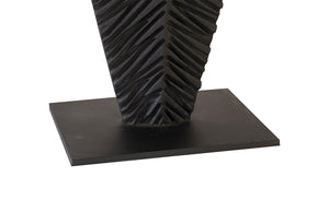 Phillips Collection Carved Leaf Sculpture on Stand - Hand-Carved Chamcha Wood, Modern Organic Design for Stylish Spaces Burnt, MD TH89172