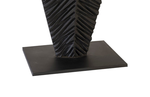 Phillips Collection Carved Leaf Sculpture on Stand - Hand-Carved Chamcha Wood, Modern Organic Design for Stylish Spaces Burnt, MD TH89172