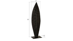 Phillips Collection Carved Leaf Sculpture on Stand - Hand-Carved Chamcha Wood, Modern Organic Design for Stylish Spaces Burnt, MD TH89172