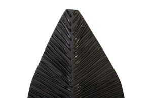 Phillips Collection Carved Leaf Sculpture on Stand - Hand-Carved Chamcha Wood, Modern Organic Design for Stylish Spaces Burnt, SM TH89173