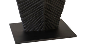 Phillips Collection Carved Leaf Sculpture on Stand - Hand-Carved Chamcha Wood, Modern Organic Design for Stylish Spaces Burnt, SM TH89173