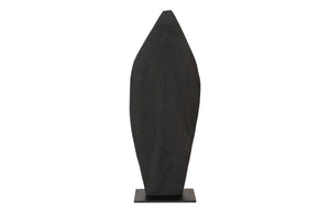 Phillips Collection Carved Leaf Sculpture on Stand - Hand-Carved Chamcha Wood, Modern Organic Design for Stylish Spaces Burnt, SM TH89173