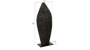 Phillips Collection Carved Leaf Sculpture on Stand - Hand-Carved Chamcha Wood, Modern Organic Design for Stylish Spaces Burnt, SM TH89173