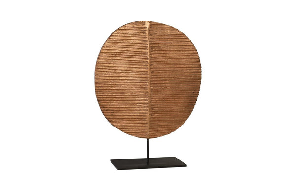 Phillips Collection Carved Chamcha Wood Leaf Floor Sculpture on Metal Stand for Modern Organic Interiors TH89179