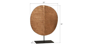 Phillips Collection Carved Chamcha Wood Leaf Floor Sculpture on Metal Stand for Modern Organic Interiors TH89179