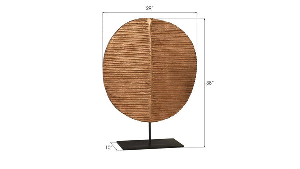Phillips Collection Carved Chamcha Wood Leaf Floor Sculpture on Metal Stand for Modern Organic Interiors TH89179