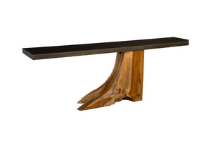 Phillips Collection Teak Console Table with Iron Sheet Top - Modern Organic Design for Entryway & Living Spaces TH89260