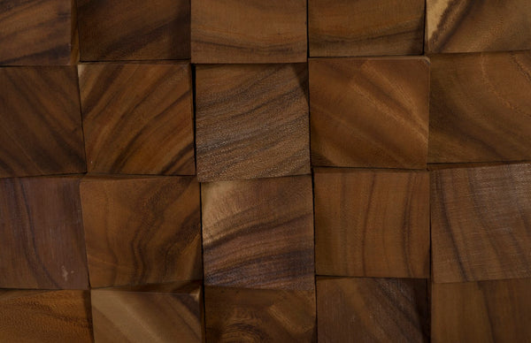 Phillips Collection Blocks Textured Wall Tile - Unique Chamcha Wood Mosaic Art Panels For Stunning Interiors Brown Wood Th92141