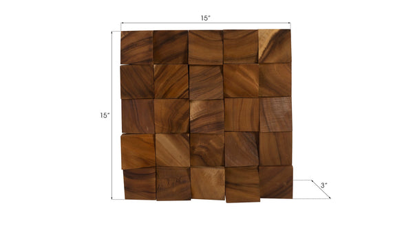 Phillips Collection Blocks Textured Wall Tile - Unique Chamcha Wood Mosaic Art Panels For Stunning Interiors Brown Wood Th92141