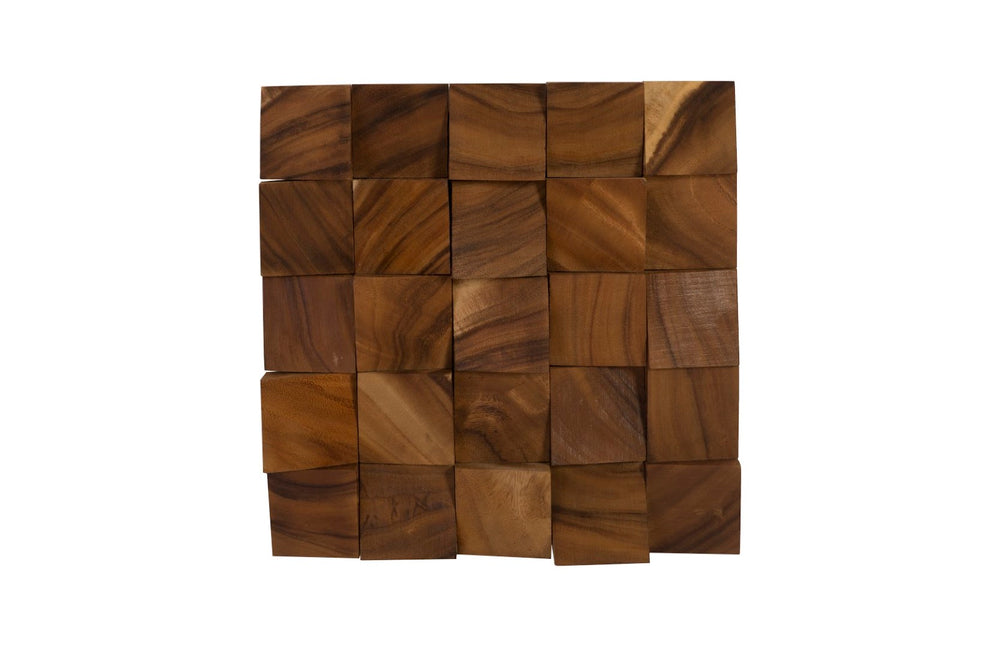 Phillips Collection Blocks Textured Wall Tile - Unique Chamcha Wood Mosaic Art Panels For Stunning Interiors Brown Wood Th92141