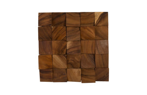 Phillips Collection Blocks Textured Wall Tile - Unique Chamcha Wood Mosaic Art Panels For Stunning Interiors Brown Wood Th92141