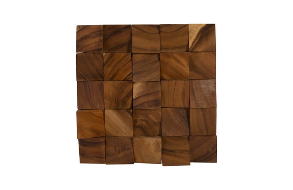 Phillips Collection Blocks Textured Wall Tile - Unique Chamcha Wood Mosaic Art Panels For Stunning Interiors Brown Wood Th92141
