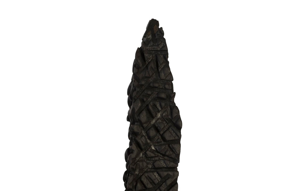 Phillips Collection Post Set of 3 – Modern Sculptural Wood Art with Metal Bases, Charred Finish for Chic Interiors TH92152