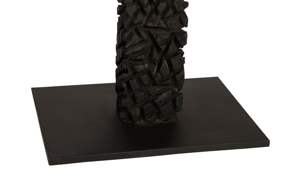 Phillips Collection Post Set of 3 – Modern Sculptural Wood Art with Metal Bases, Charred Finish for Chic Interiors TH92152