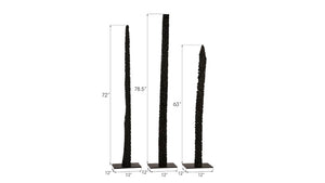 Phillips Collection Post Set of 3 – Modern Sculptural Wood Art with Metal Bases, Charred Finish for Chic Interiors TH92152