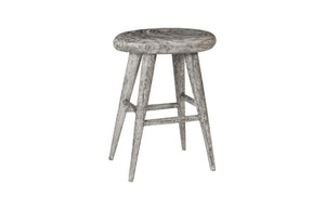 Phillips Collection Smoothed Solid Chamcha Wood Counter Stool Artisan Oval Seat Gray Patina Kitchen TH92653