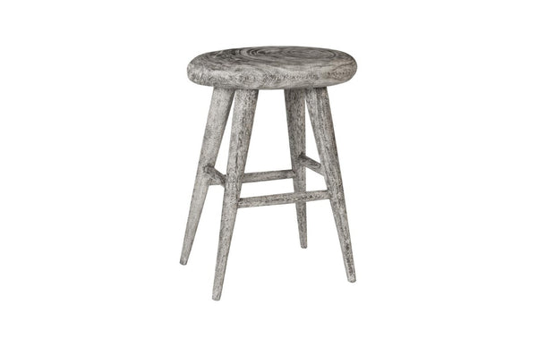 Phillips Collection Smoothed Solid Chamcha Wood Counter Stool Artisan Oval Seat Gray Patina Kitchen TH92653