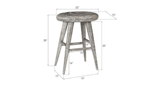Phillips Collection Smoothed Solid Chamcha Wood Counter Stool Artisan Oval Seat Gray Patina Kitchen TH92653