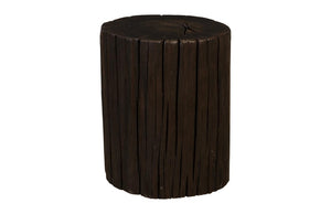 Phillips Collection Black Solid Wood Accent Stool Organic Grain Finish for Rustic Bohemian Farmhouse Spaces TH92729