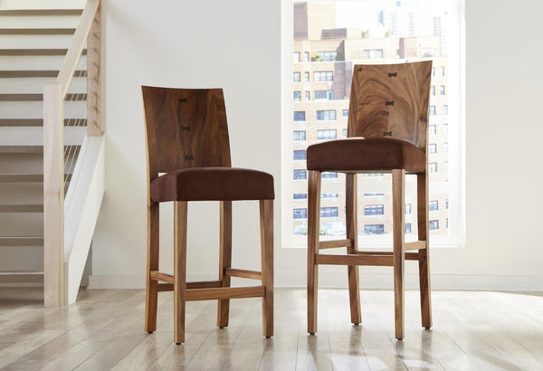 Phillips Collection Origins Reclaimed Chamcha Wood Bar Stool with Butterfly Joints for Organic Interiors TH92730