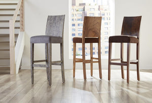 Phillips Collection Origins Reclaimed Chamcha Wood Bar Stool with Butterfly Joints for Organic Interiors TH92730