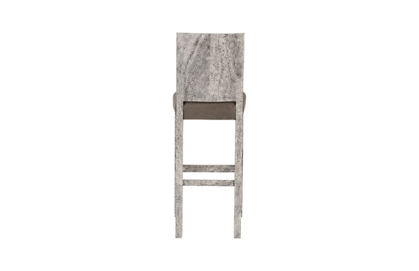Phillips Collection Origins Bar Stool - Handcrafted Reclaimed Chamcha Wood with Unique Artisanal Detailing and Warm Finish Gray Stone TH92731
